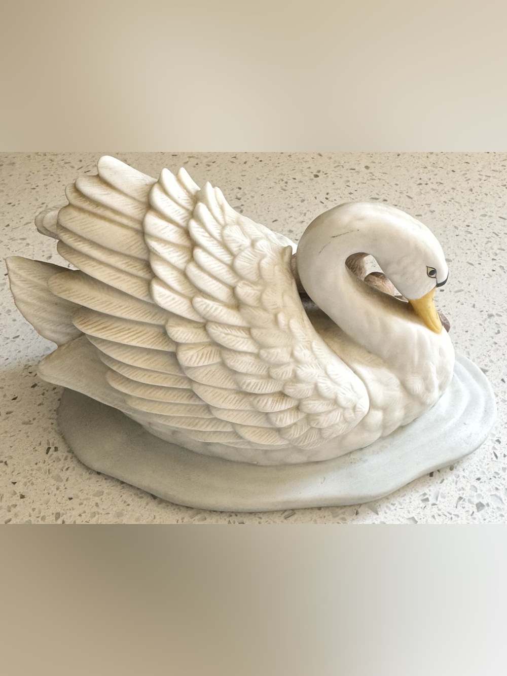 Vintage Swan Figurine Mother & Baby Ceramic White Bird Decor - Picture 7 of 7